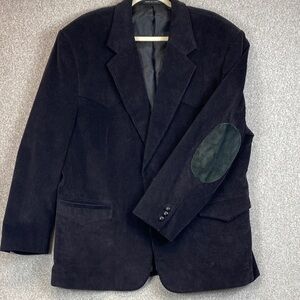 CCC western corduroy blazer sport coat 46 regular chocolate brown suede patches